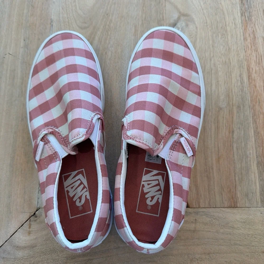 Vans Pink and White Checkered Slip-On Sneakers - Picture 4 of 4